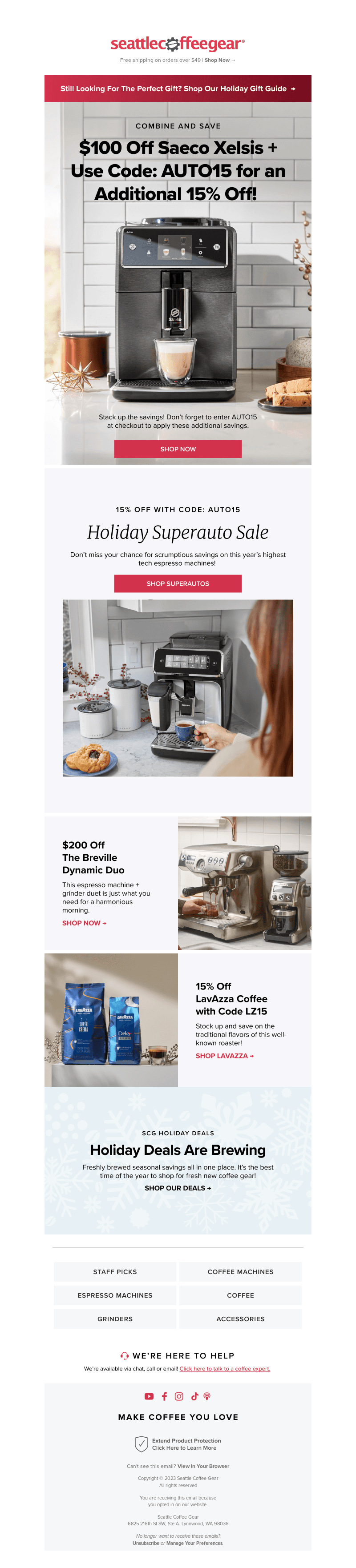 Double Discount → $100 Off Saeco Xelsis + AUTO15 Combo!