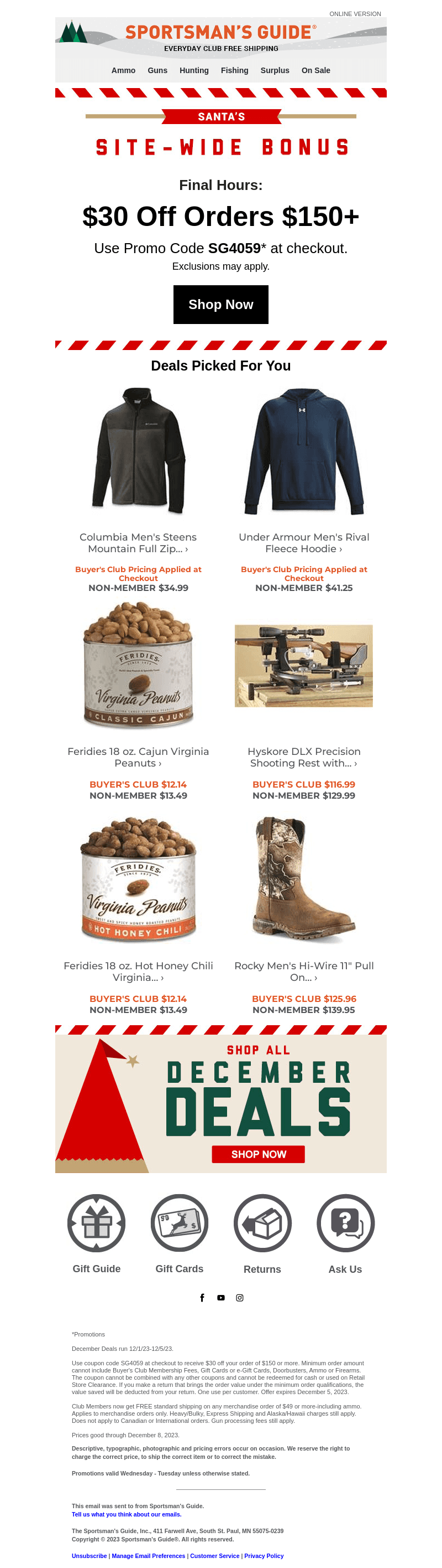 Final Hours to get $30 off orders $150+