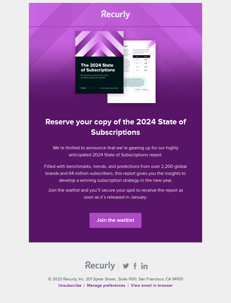 Recurly email from Wed, Dec 6, 2023
