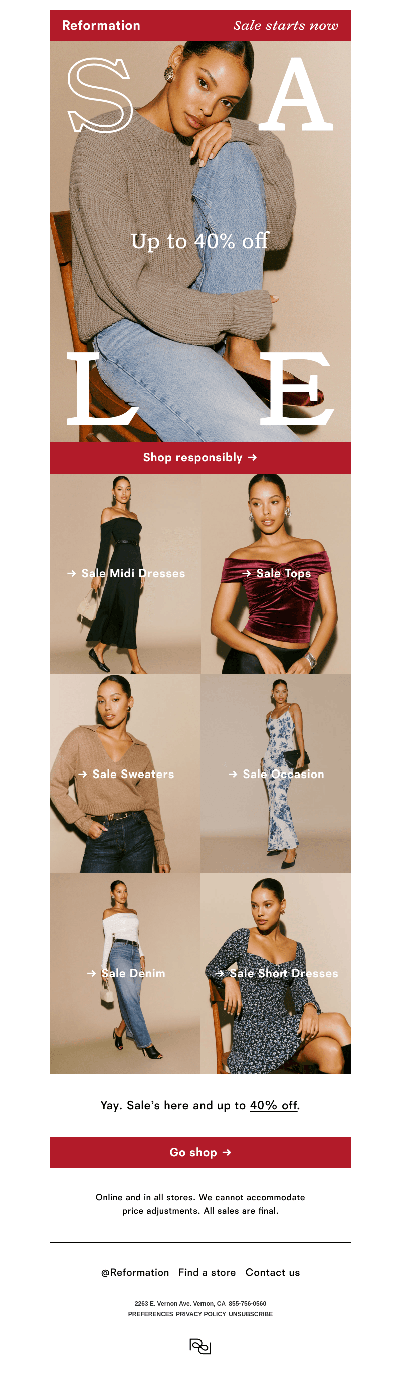 SALE STARTS NOW