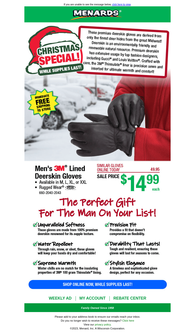 Premium Deerskin Gloves ONLY $14.99!
