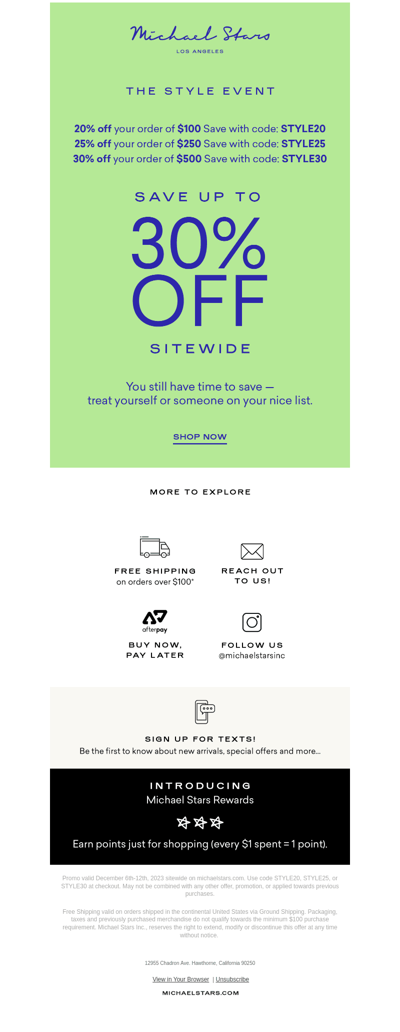 Up to 30% off sitewide