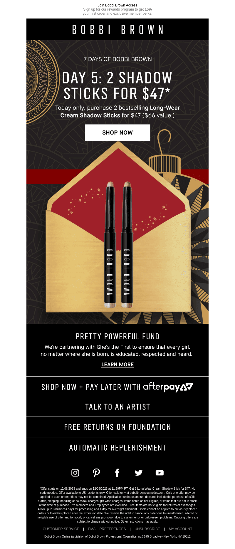 Bobbi Brown Cosmetics email from Fri, Dec 8, 2023