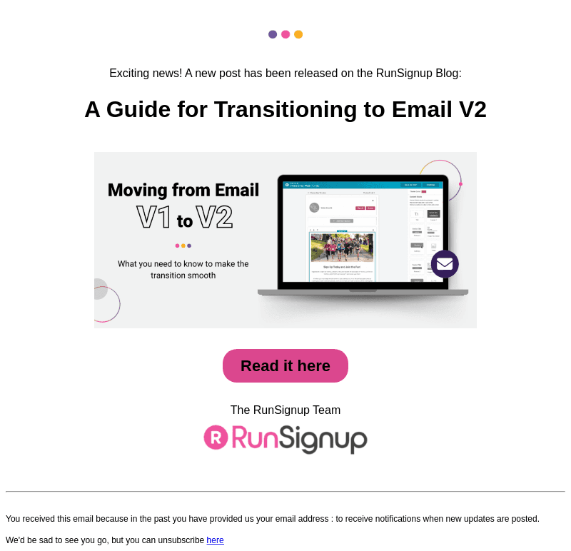 New Post! - A Guide for Transitioning to Email V2