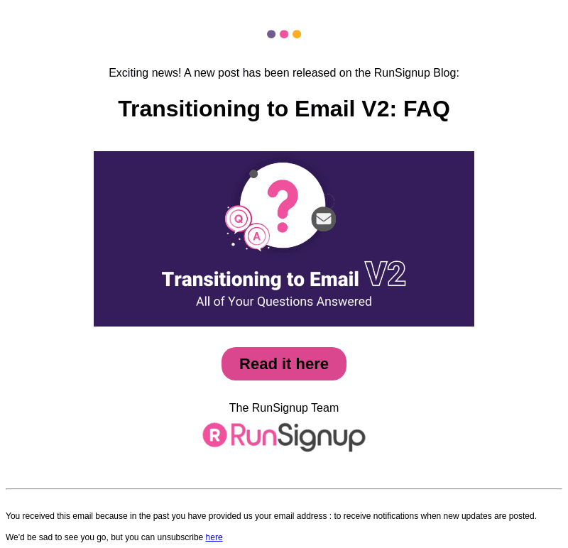 New Post! - Transitioning to Email V2: FAQ