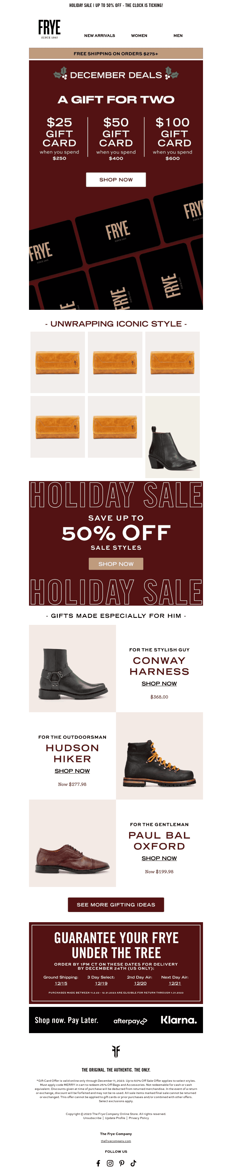The Frye Company email from Sun, Dec 10, 2023