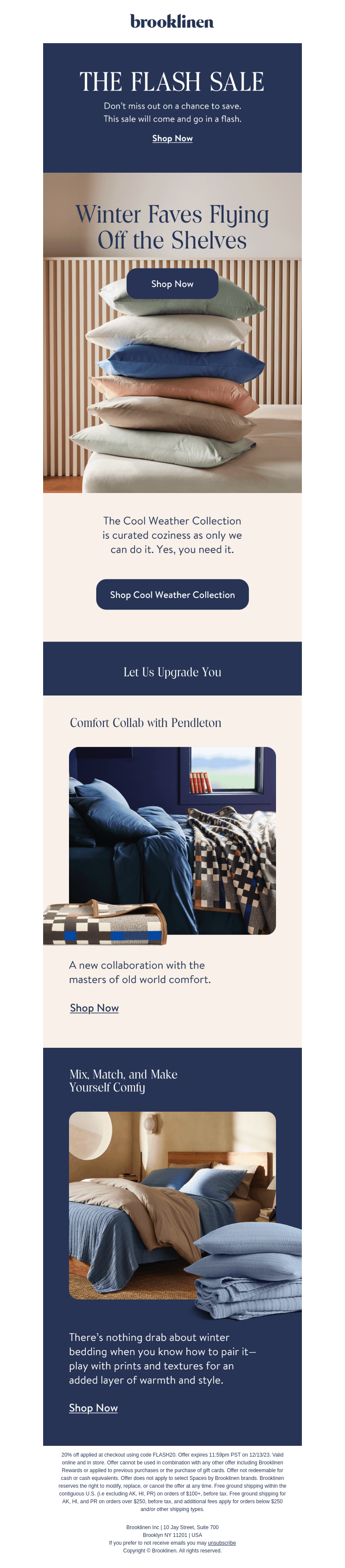 Brooklinen email from Tue, Dec 12, 2023