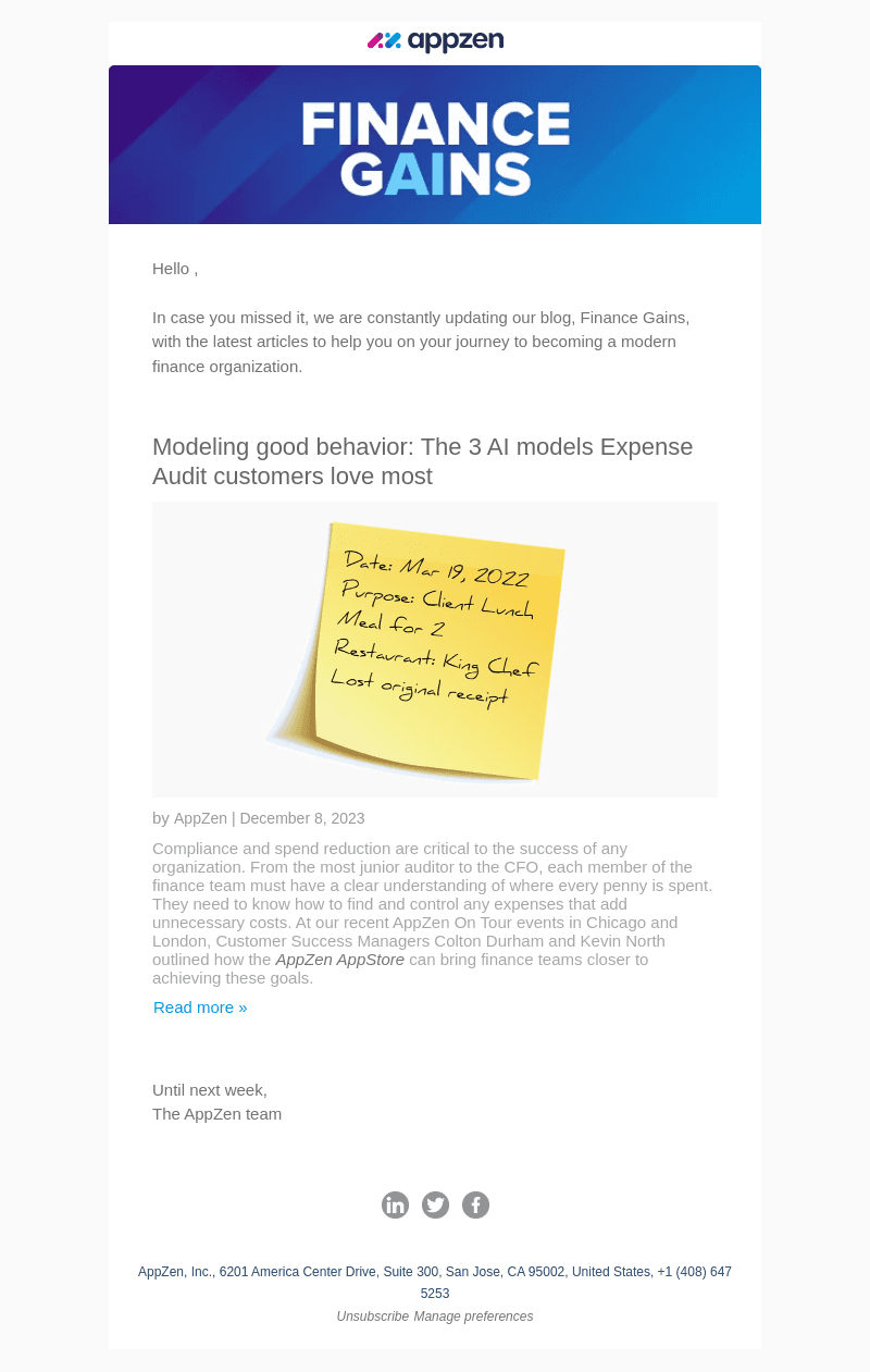 There, Check out the latest articles from AppZen