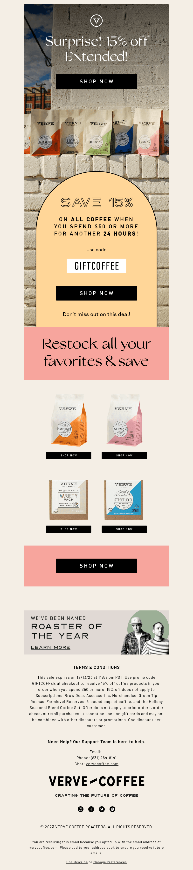 Surprise! 15% off extended