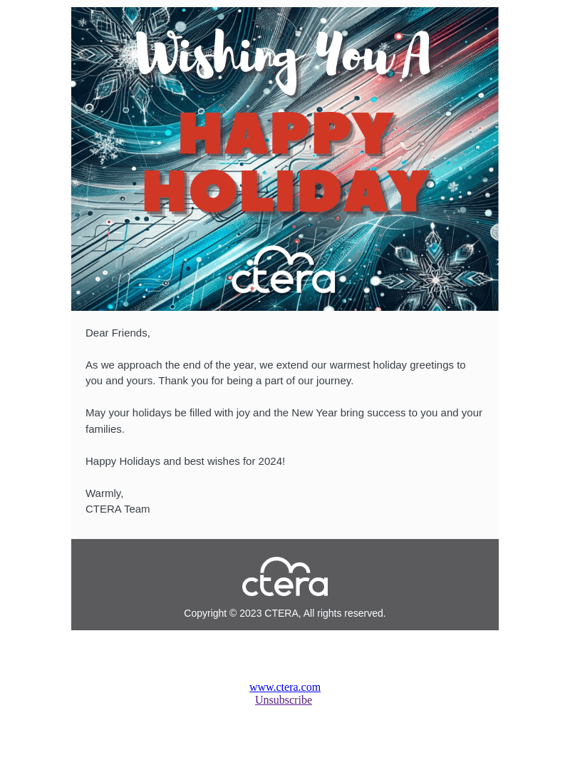 Warm Holiday Greetings from CTERA!