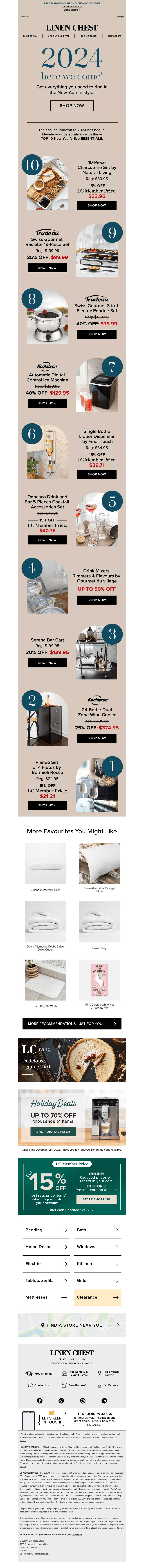 Linen Chest email from Wed, Dec 13, 2023
