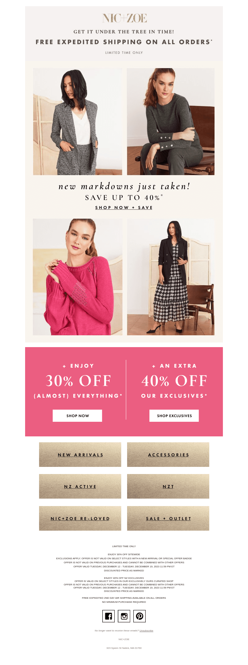 REMINDER: up to 40% off new markdowns!