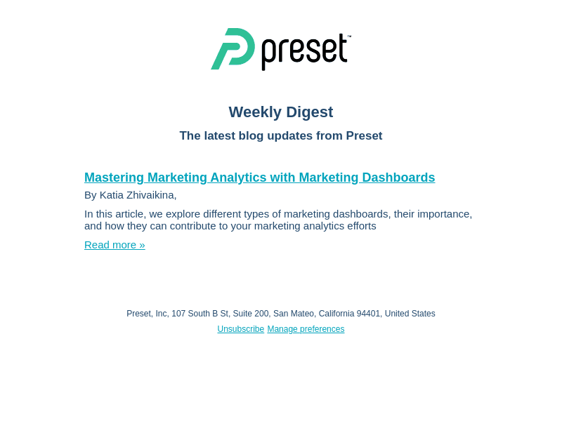 Preset Blogs Weekly Digest