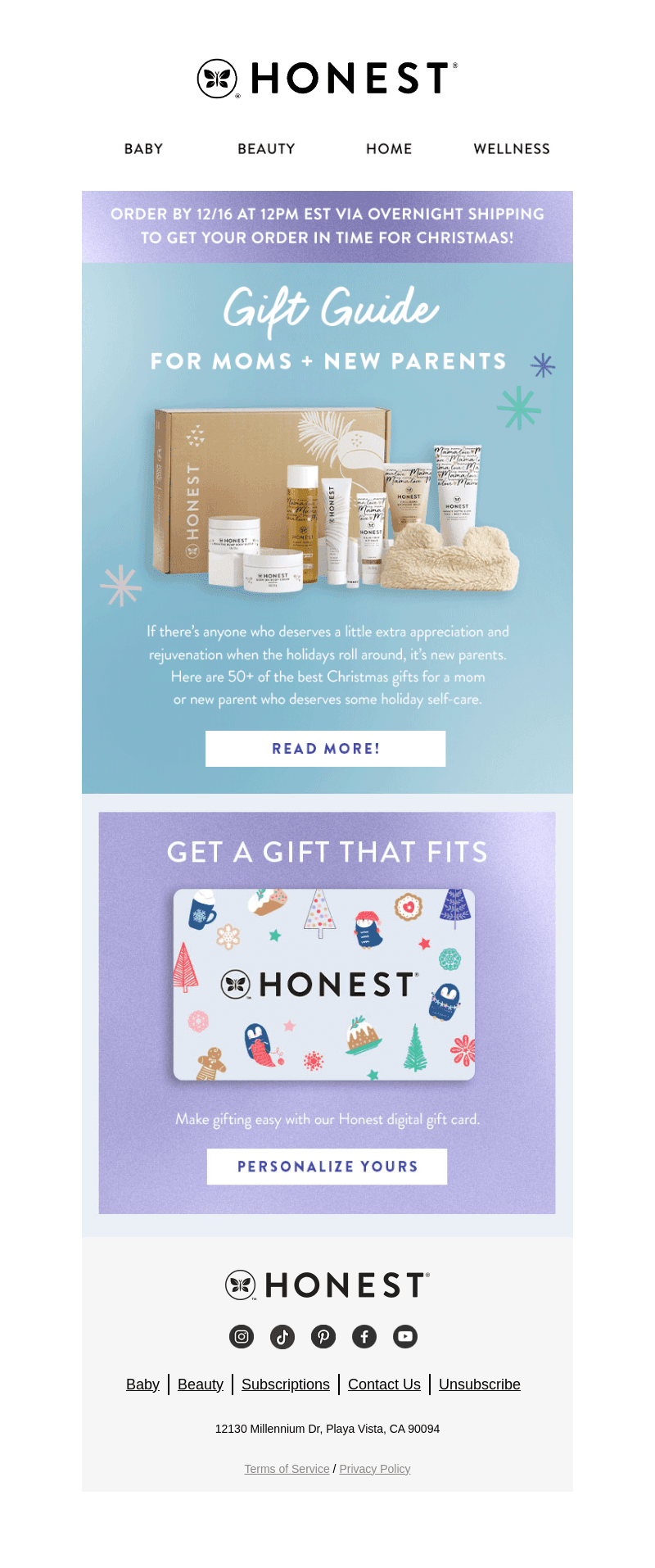 Honest Company email from Sat, Dec 16, 2023