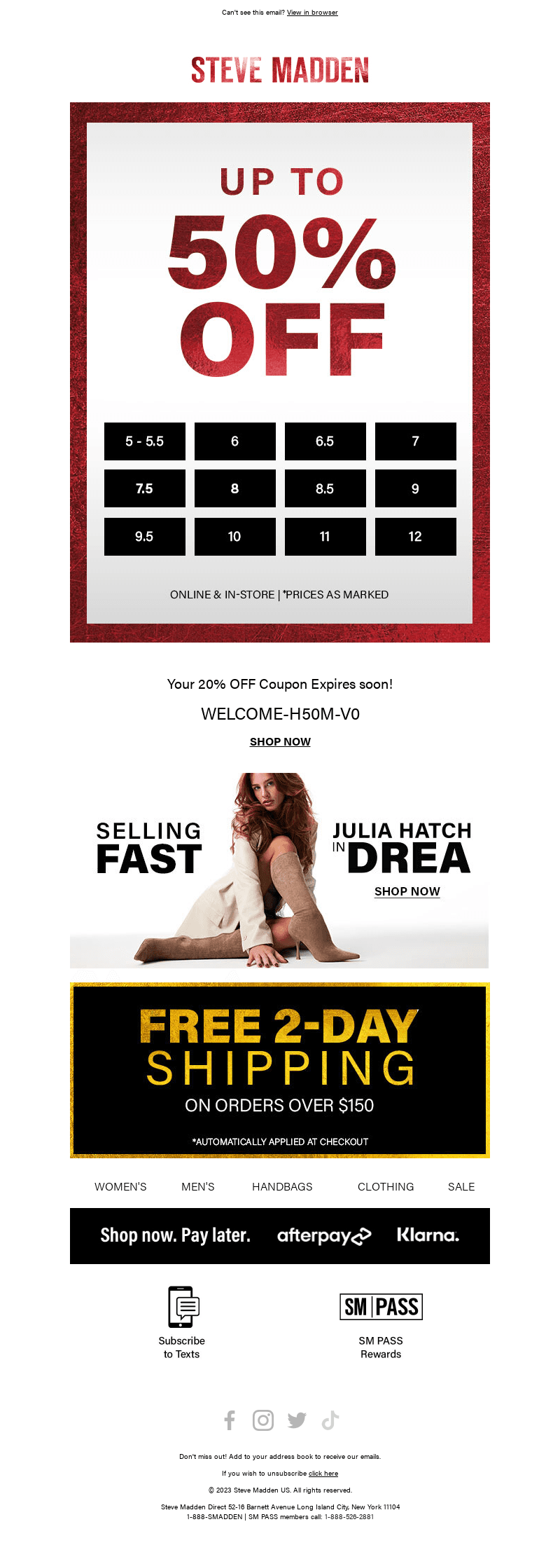 Your Size → Up To 50% OFF