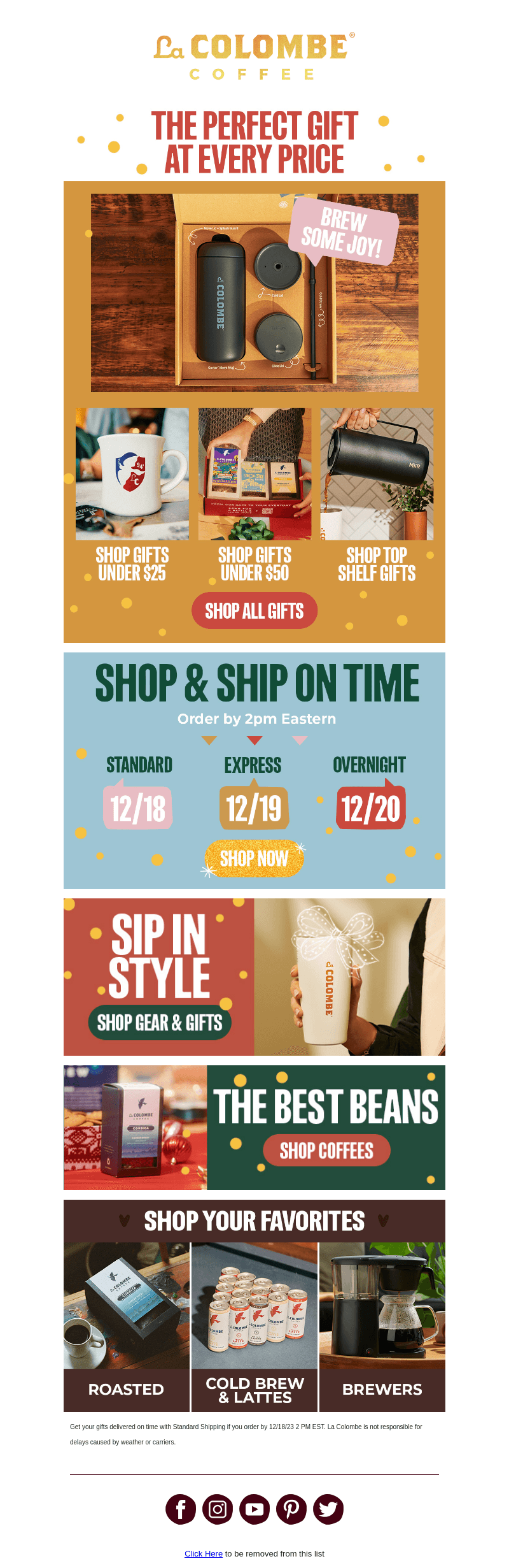 La Colombe Coffee Roasters email from Sun, Dec 17, 2023