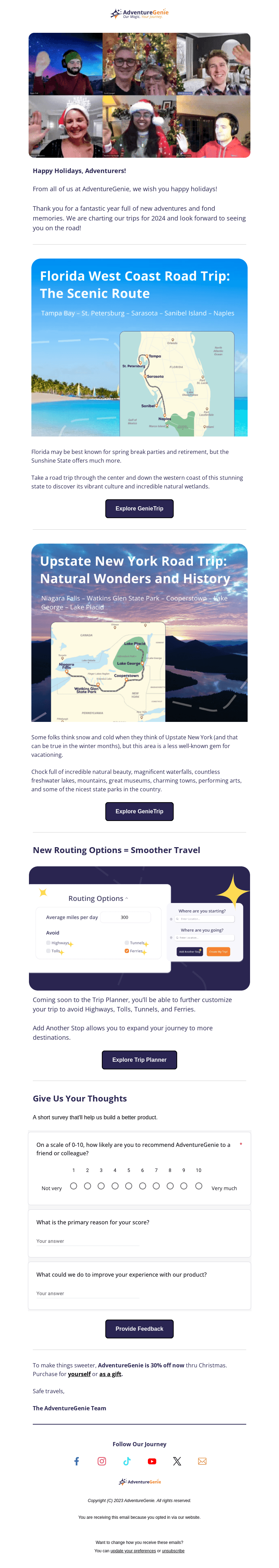 Avoid Highways, Add Stops, Happy Holidays, & More!