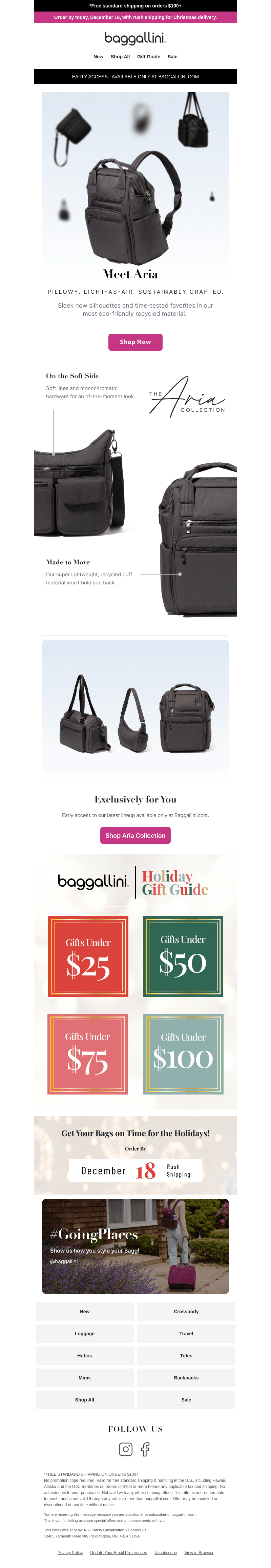 Baggallini.com Exclusive ﻿♻️ Eco-Friendly Aria Collection