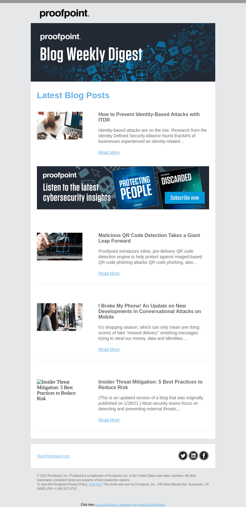 Proofpoint Blog Weekly Digest - Monday Dec 18, 2023