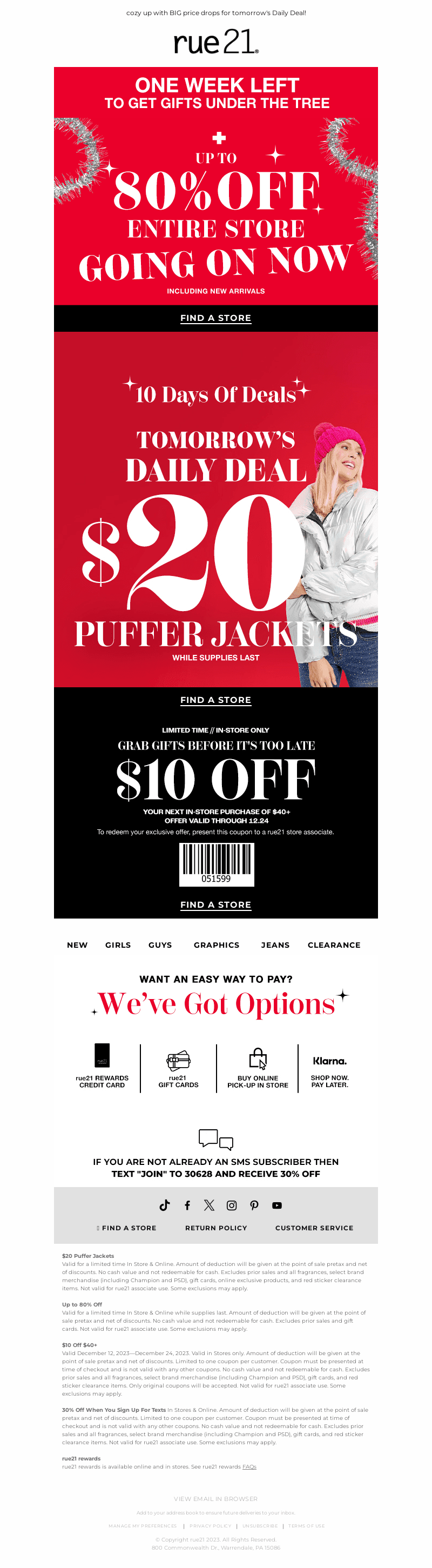 coming tomorrow: $20 puffer jackets