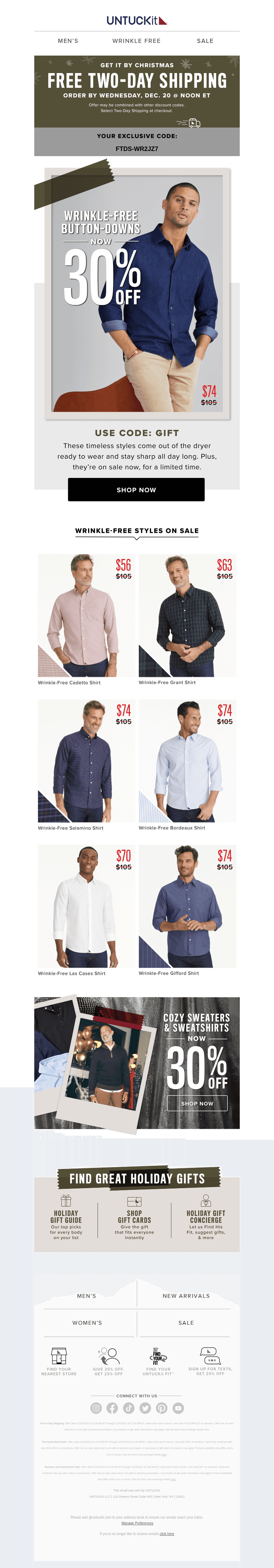 Perfect Gift: $56+ Wrinkle-Free Shirts