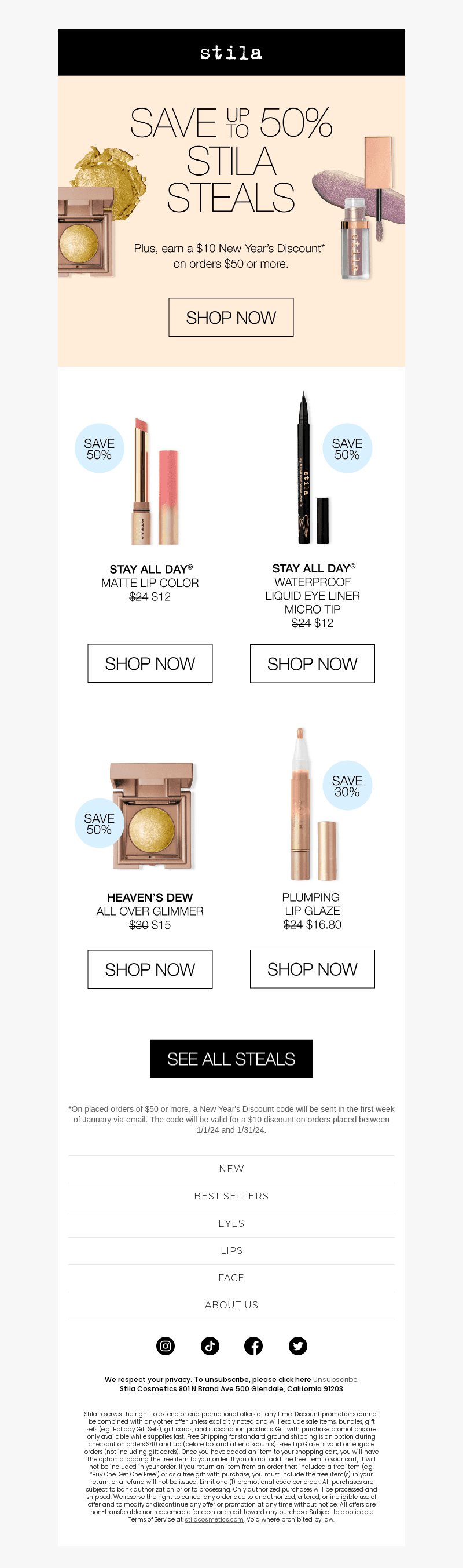 Stila Steals up to 50% Off