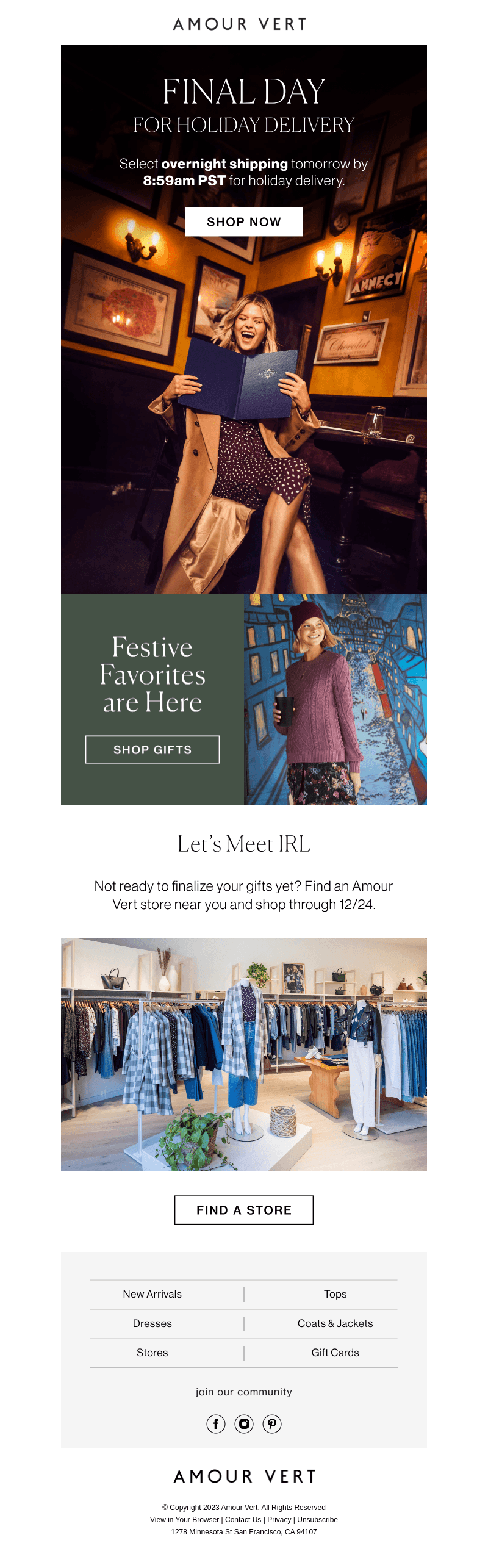 Amour Vert email from Thu, Dec 21, 2023