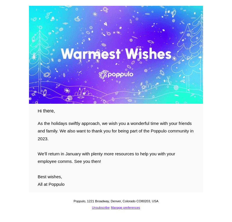 poppulo email from Thu, Dec 21, 2023