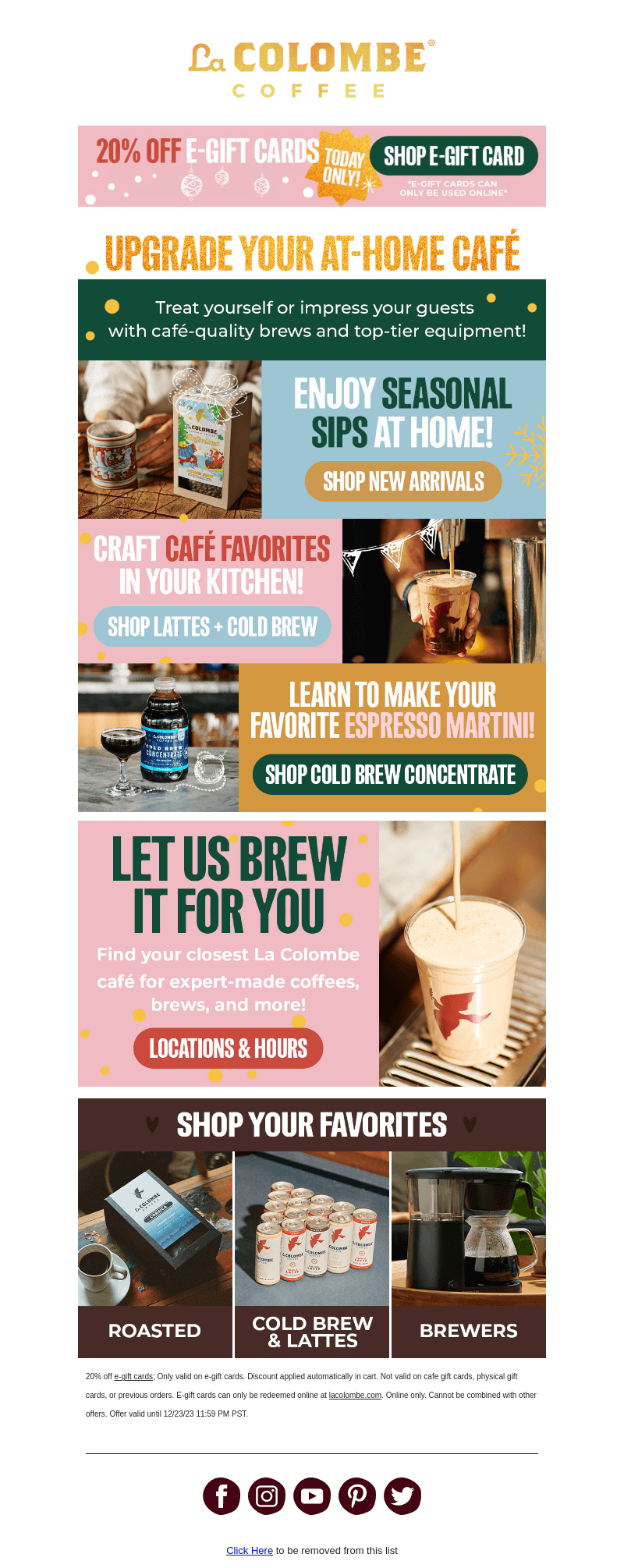 La Colombe Coffee Roasters email from Sat, Dec 23, 2023