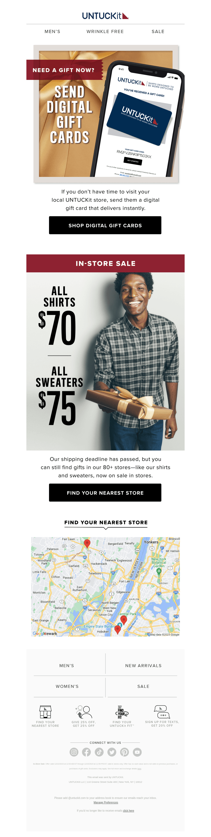 UNTUCKit email from Sat, Dec 23, 2023