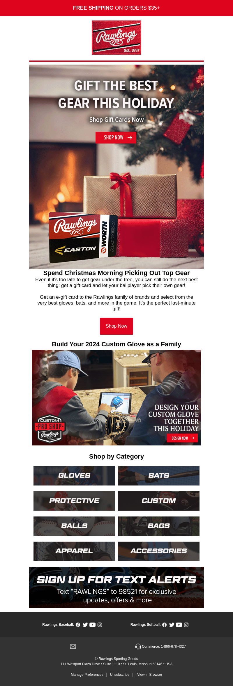 Rawlings Sporting Goods email from Sat, Dec 23, 2023