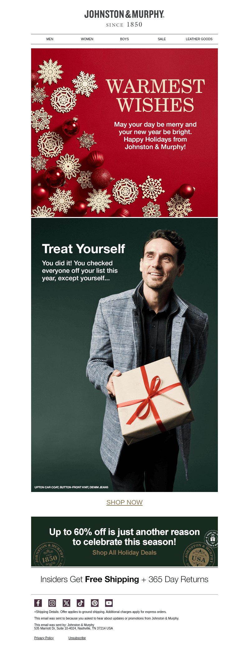 Happy Holidays From Johnston & Murphy