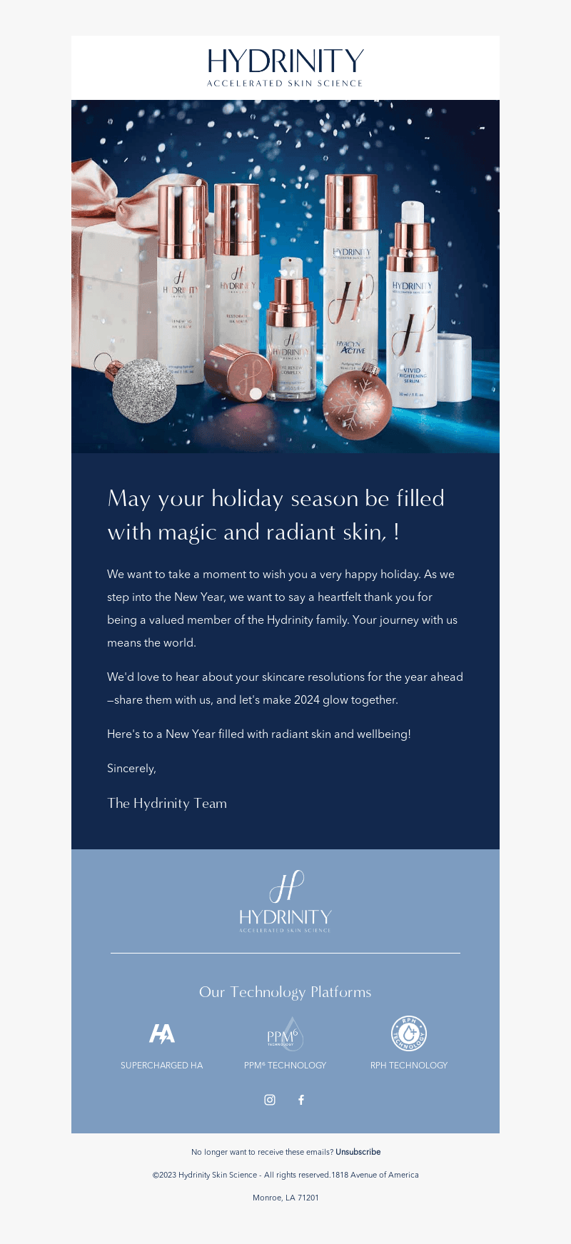 Happy Holidays from The Hydrinity Team ✨