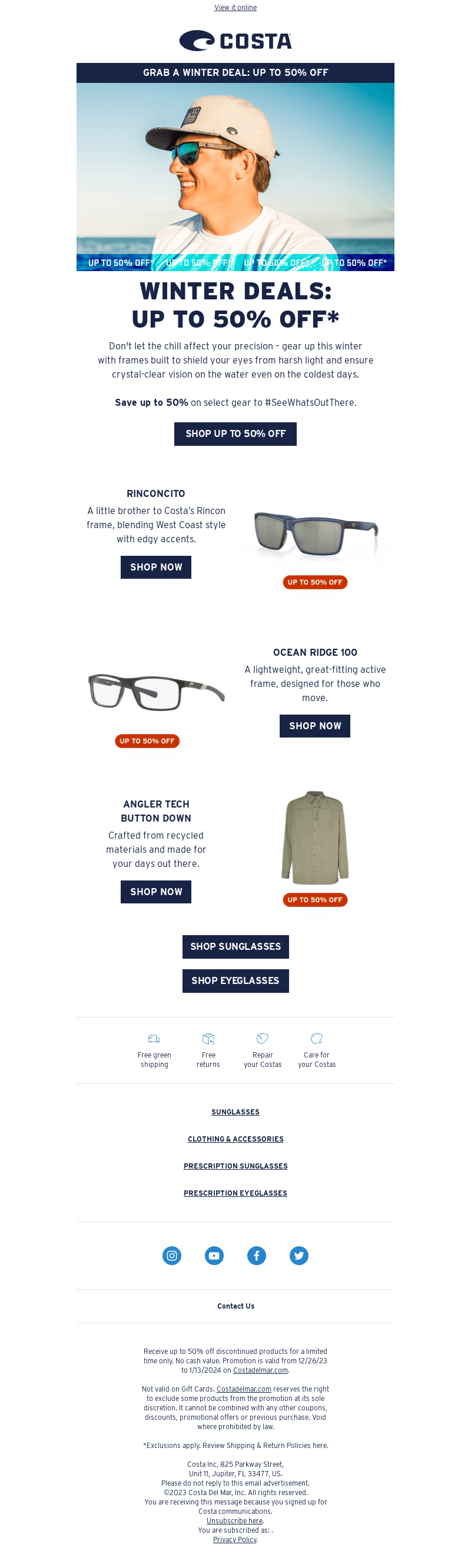 Save 50% On Select Costa Gear