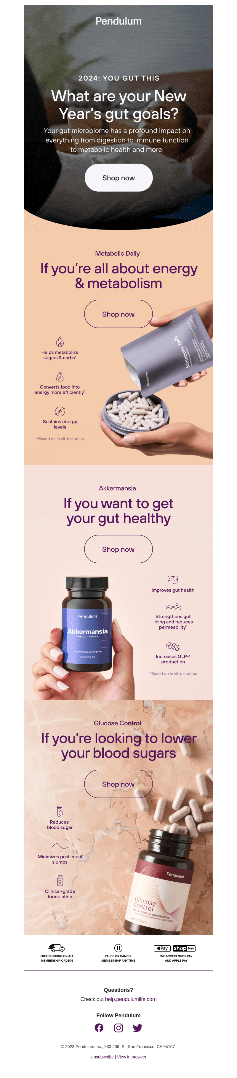 Pendulum Therapeutics email from Tue, Dec 26, 2023