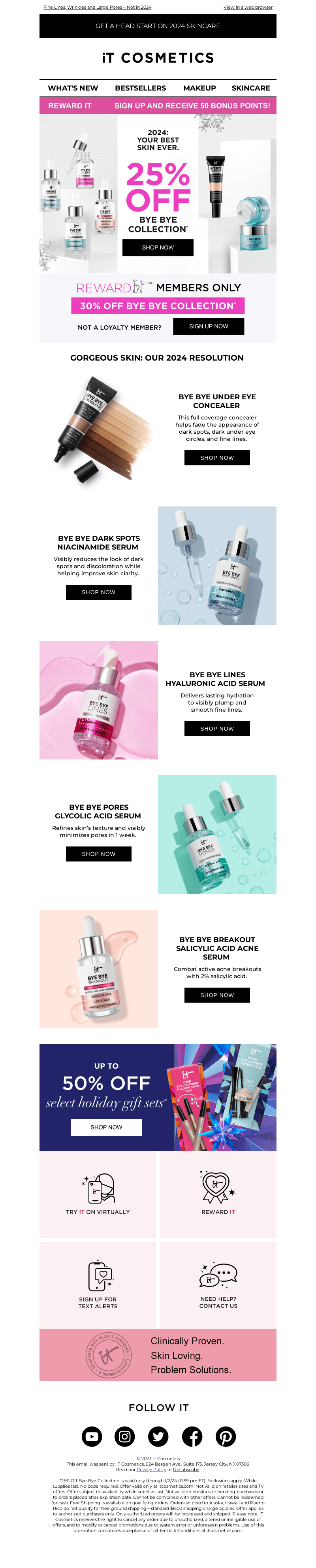 25% OFF ALL BYE BYE Skincare and Makeup