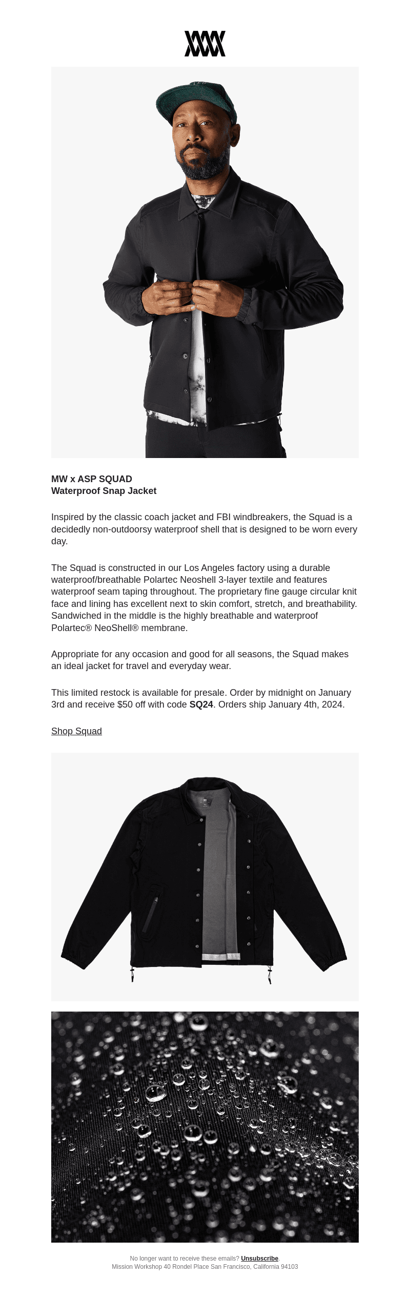 [Presale] MW x ASP Squad : Waterproof Snap Jacket // MISSION WORKSHOP