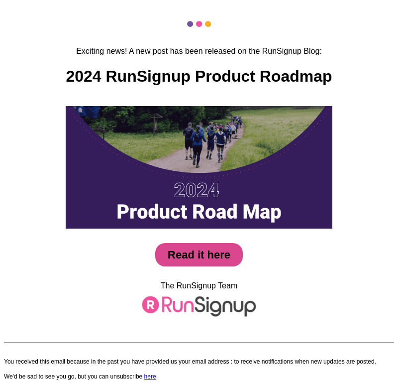 New Post! - 2024 RunSignup Product Roadmap