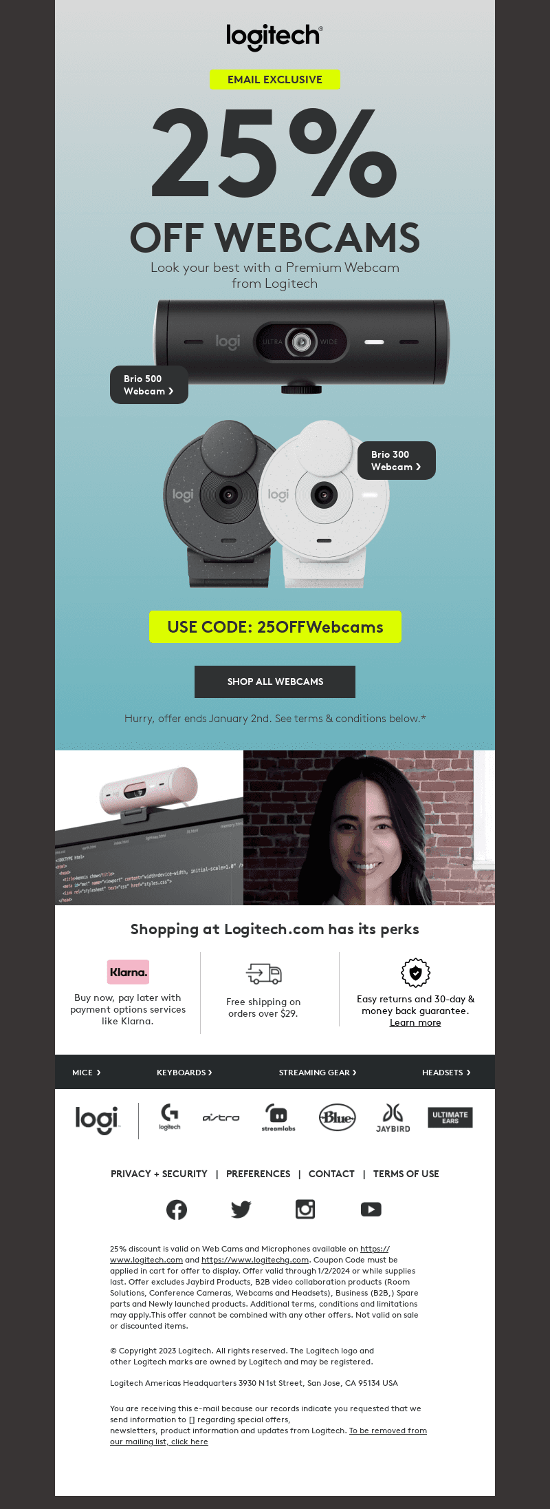 Logitech email from Fri, Dec 29, 2023