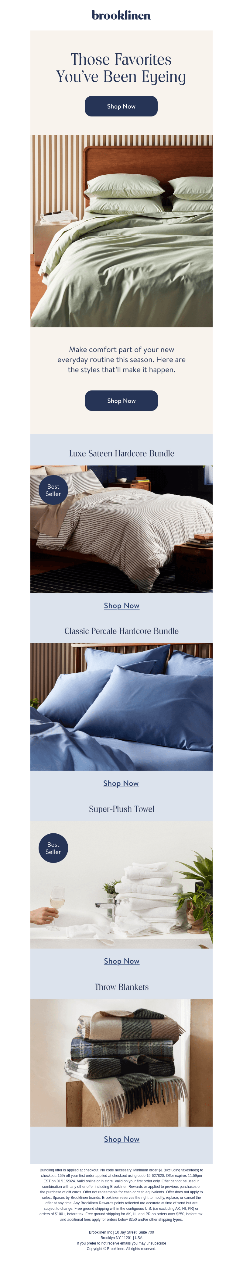 Brooklinen email from Thu, Jan 4, 2024