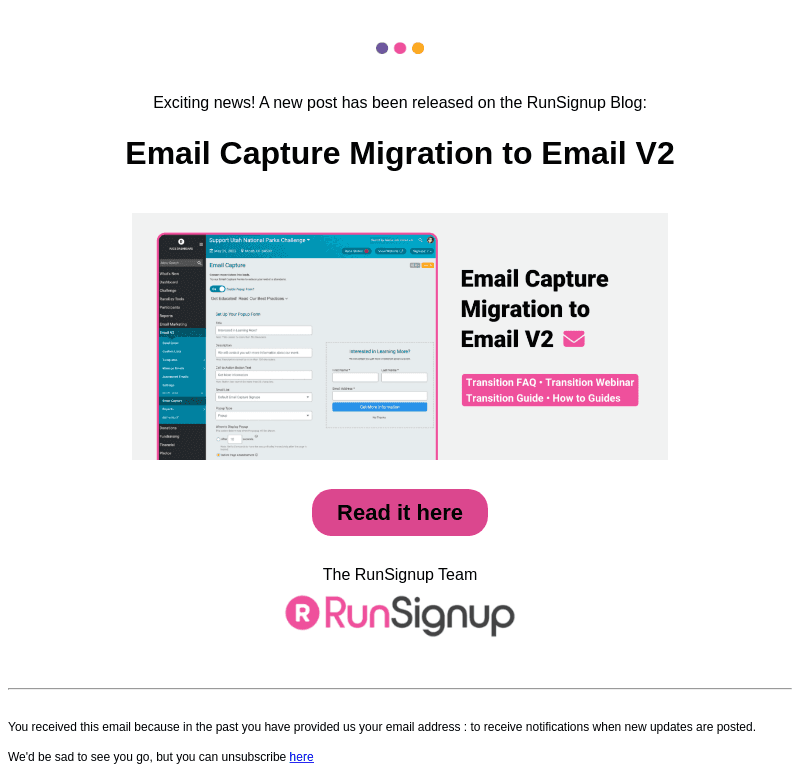New Post! - Email Capture Migration to Email V2