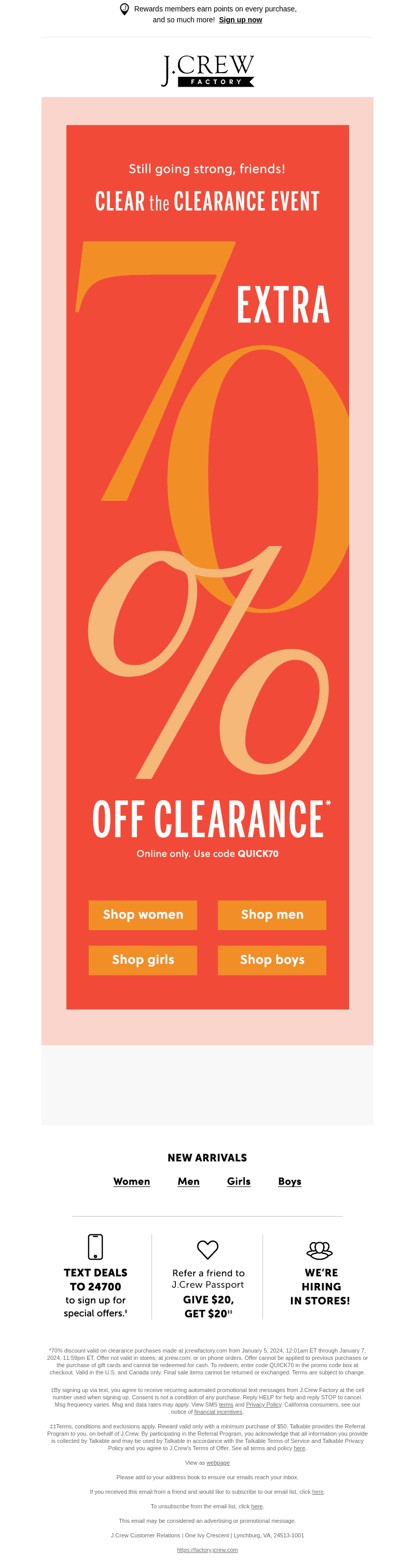 CLEARANCE EVENT REMINDER 🚨 Extra 70% off clearance with code QUICK70 is happening