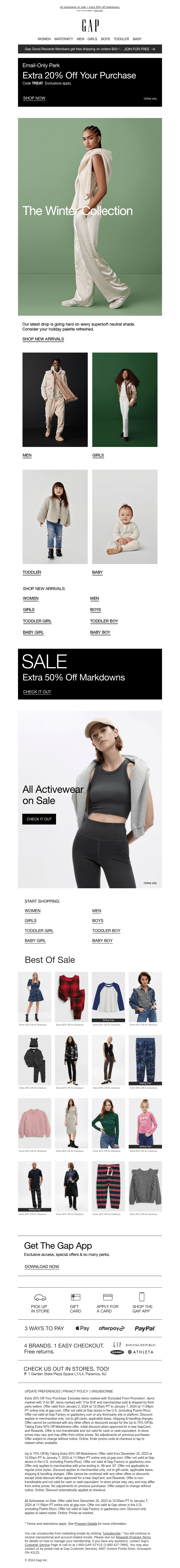 Just In: The Winter Collection + email-only EXTRA 20% OFF