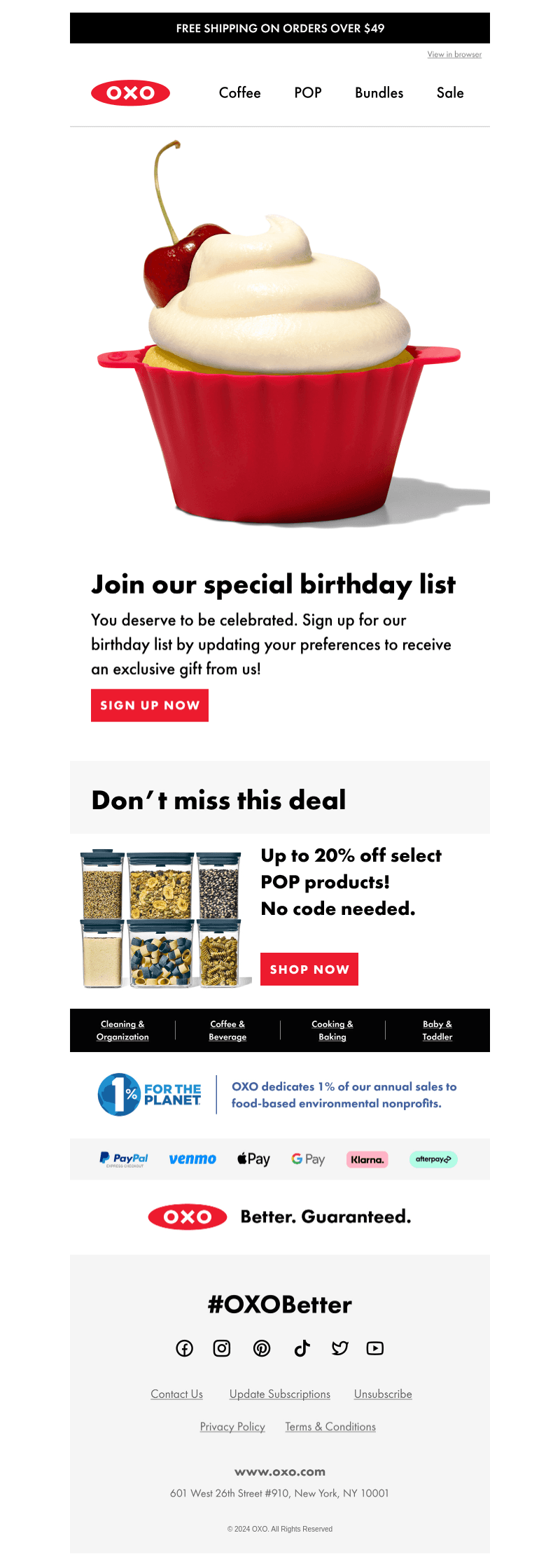 OXO email from Mon, Jan 8, 2024