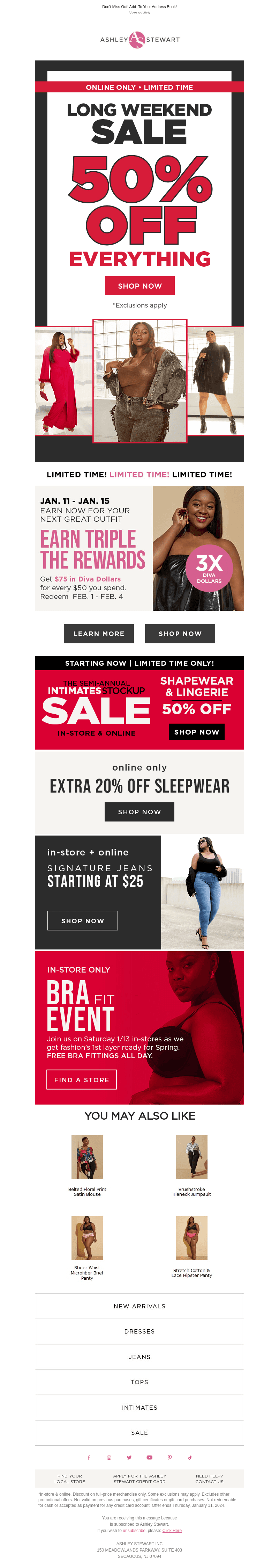 LONG. WEEKEND. SALE. 50% OFF EVERYTHING!!