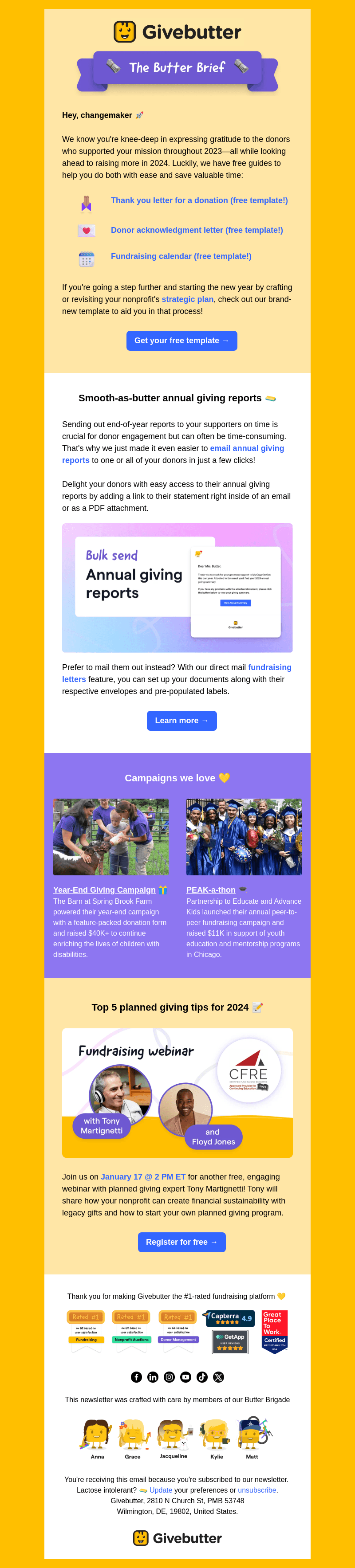 Send out annual giving reports with ease 🚀