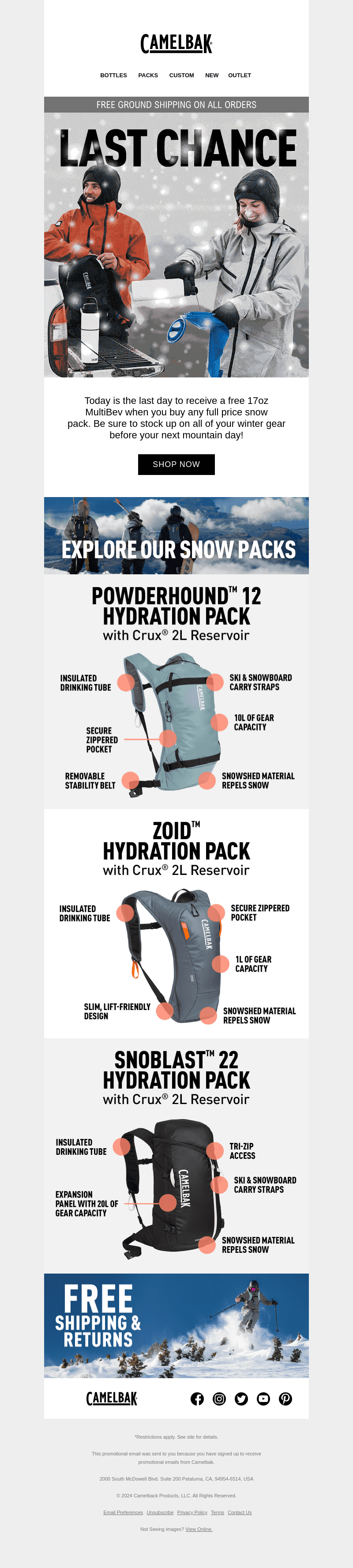 FINAL DAY: Free Gift with Snow Pack Purchase