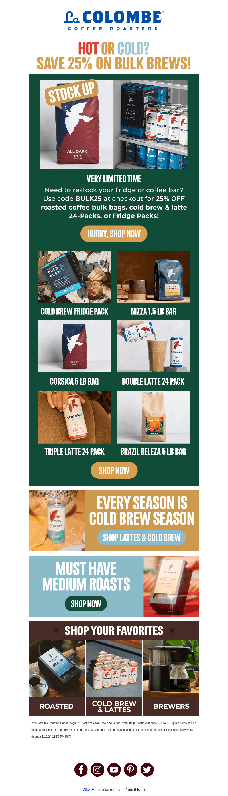25% OFF Bulk Coffee & Cold Brew!