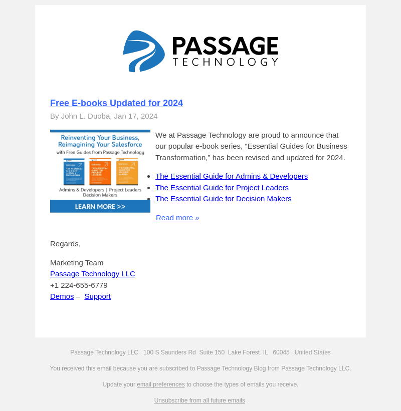 Passage Technology email from Thu, Jan 18, 2024