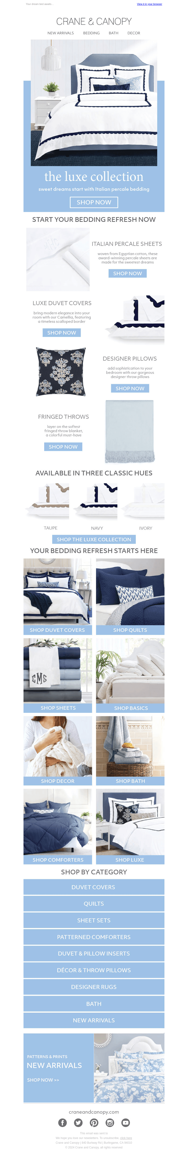 Luxe. Percale. Italian-made. 💙